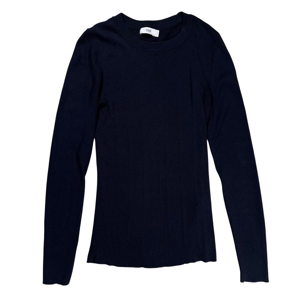 Closed Ribbed Knit Top Women's Sz S Black Organic Cotton‎ Long Sleeve Sweater